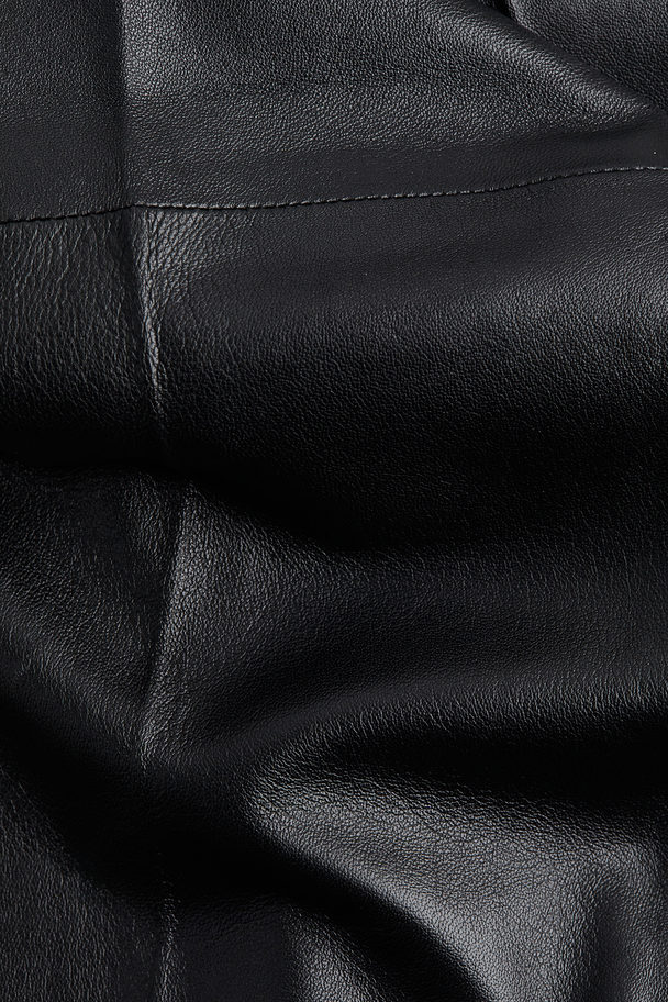H&M Crease-leg Leather Trousers Black