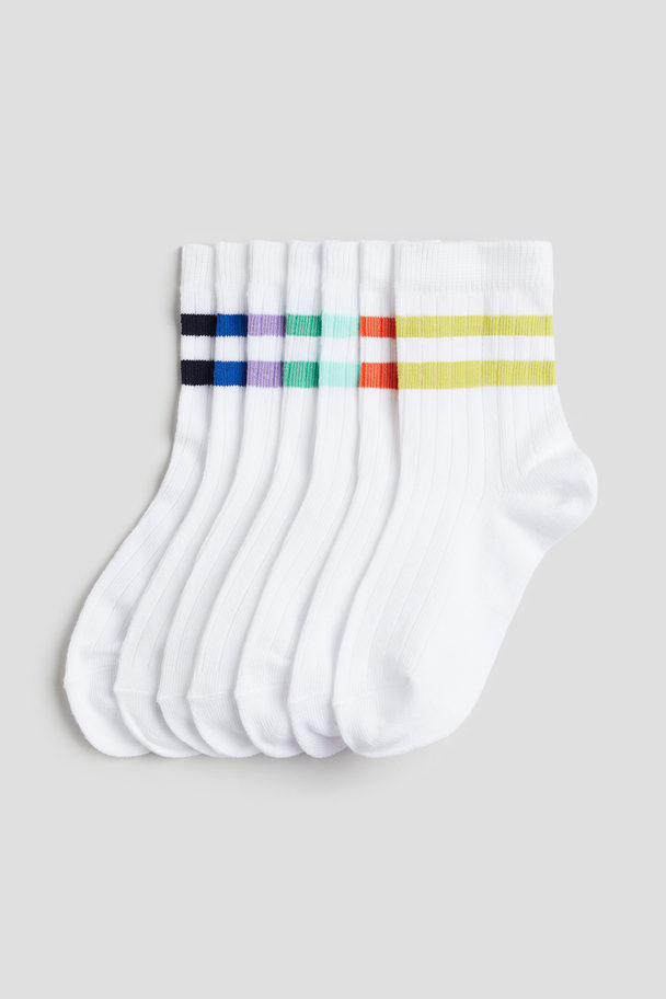 H&M 7-pack Rib-knit Socks White/striped