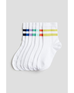7-pack Rib-knit Socks White/striped