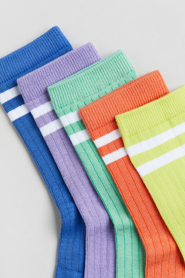 H&M 7-pack Rib-knit Socks Blue/orange