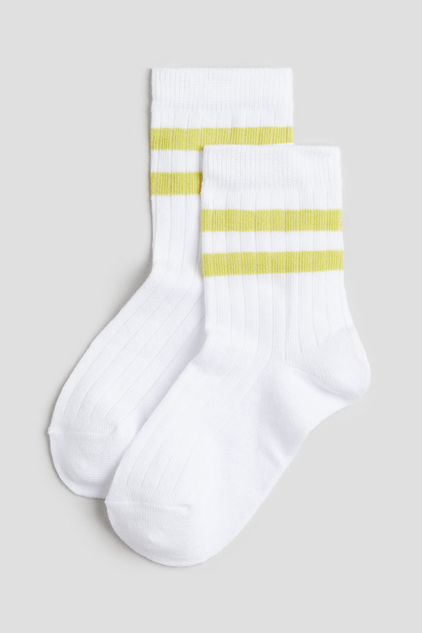 H&M 7-pack Rib-knit Socks White/striped