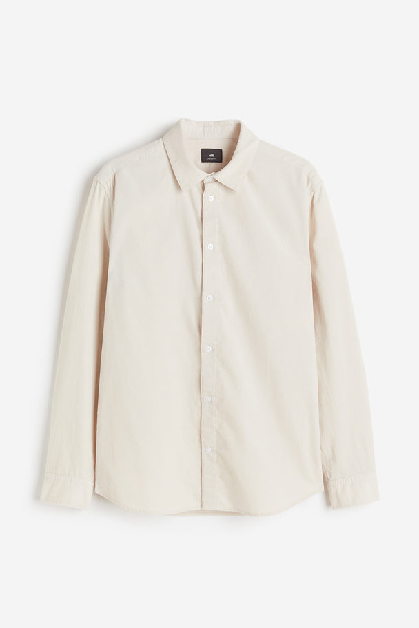 H&M Corduroy Overhemd - Regular Fit Lichtbeige
