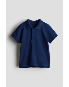 Cotton Piqué Polo Shirt Navy Blue