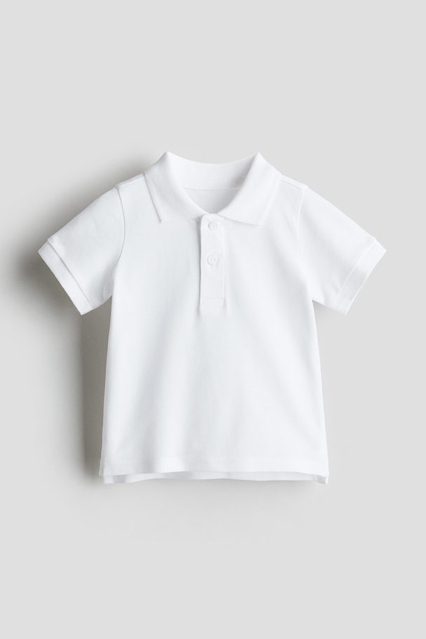 H&M Poloshirt aus Baumwollpikee Weiß
