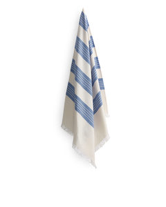 Katoenen Stranddoek Blauw/gebroken Wit