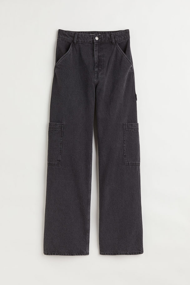 H&M Wide Cargo Trousers Dark Grey
