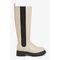 Kniehohe, klobige Chelsea-Boots Helles Taupe