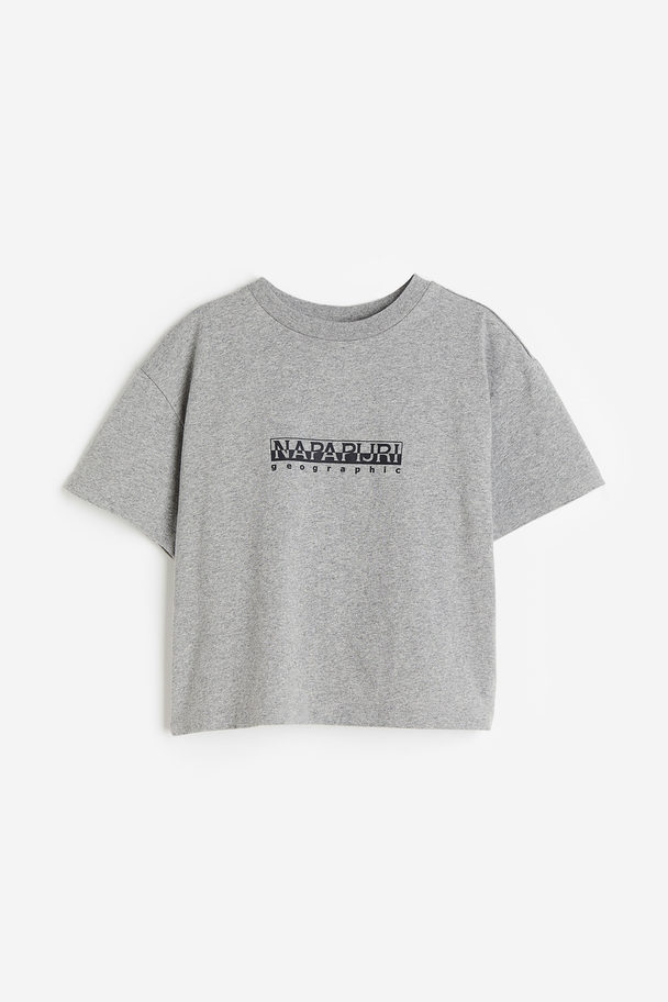 Napapijri Kortärmad Box-t-shirt Medium Grey Melange