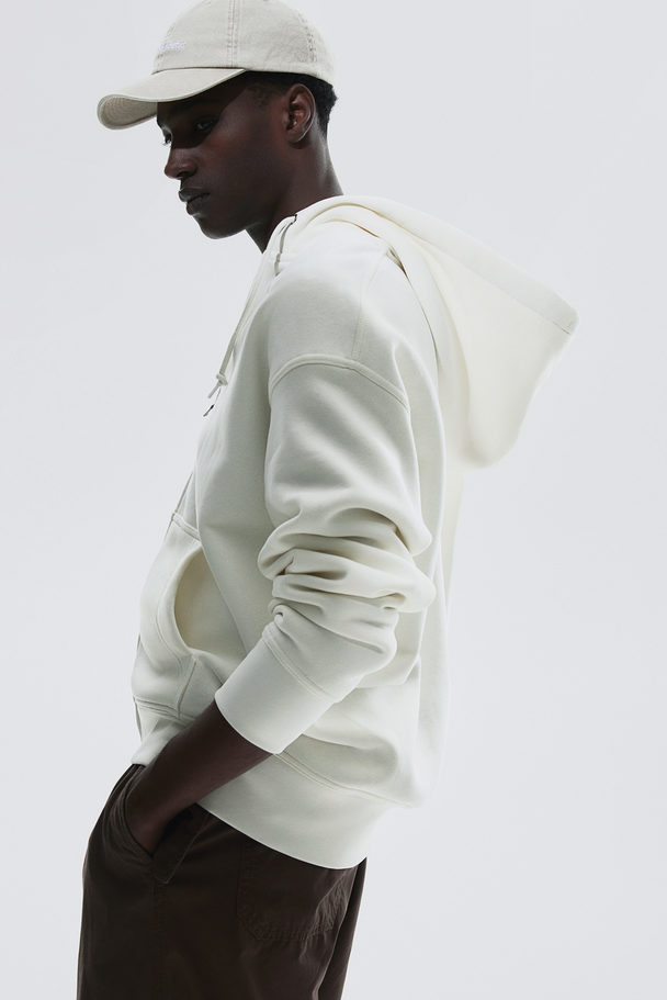 H&M Oversized Hoodiejacke mit Zipper Weiß