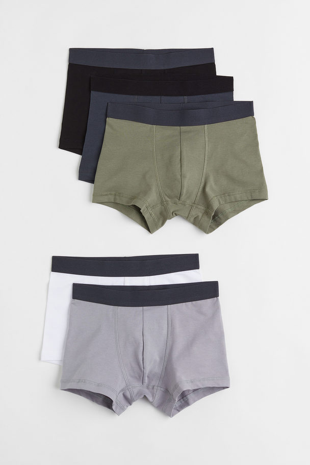 H&M 5-pack Boxer Shorts Dark Grey/khaki Green