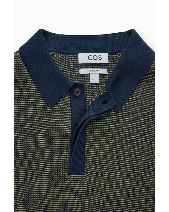COS Regular-fit Knitted Polo Shirt Navy