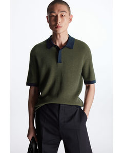 Regular-fit Knitted Polo Shirt Navy