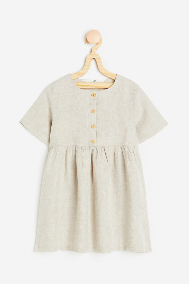 H&M Short-sleeved Dress Light Beige