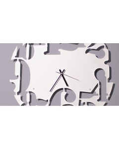 HOMEMANIA Von der Mauer Uhr - Lagerregal, Bücher - Wand, Wohnzimmer, Schlafzimmer - Weiß aus Metall, 50 x 0,15 x 50 cm