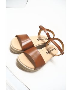 Jizelle Wedge Sandal In Brown Leather