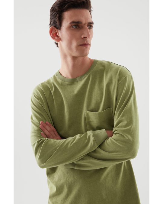 COS Oversized Heavyweight Long-sleeve T-shirt Khaki Green