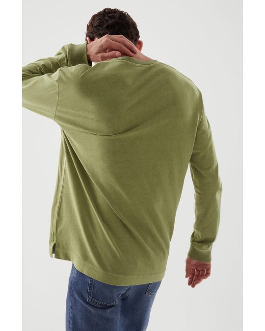 COS Oversized Heavyweight Long-sleeve T-shirt Khaki Green