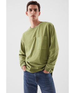Oversized Heavyweight Long-sleeve T-shirt Khaki Green