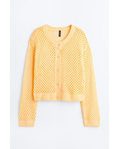 Hole-knit Cardigan Light Yellow
