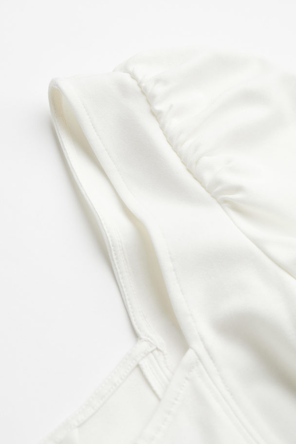 H&M Puff-sleeved Corset Top White