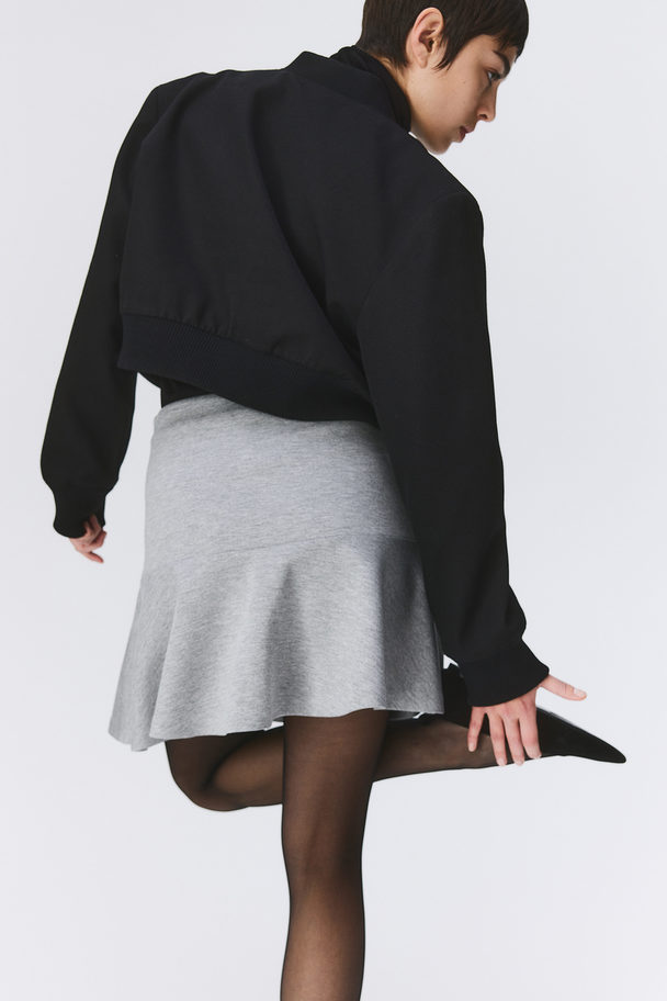 H&M Flared Mini Skirt Light Grey Marl