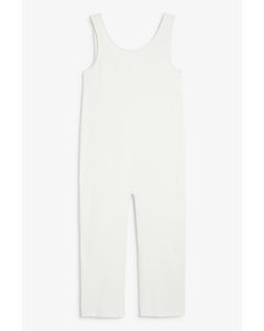 Ribbed Cotton Jumpsuit White