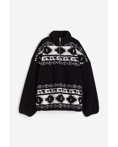 Zip-top Teddy Jacket Black/patterned