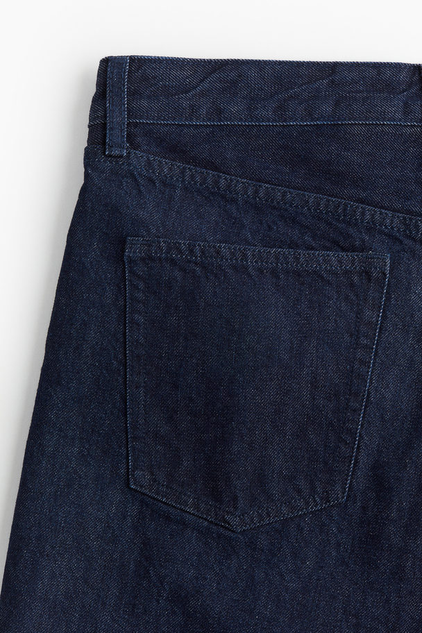 H&M Knielange Denim Short Donker Denimblauw