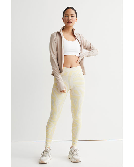 H&M Sports Tights Light Beige/patterned