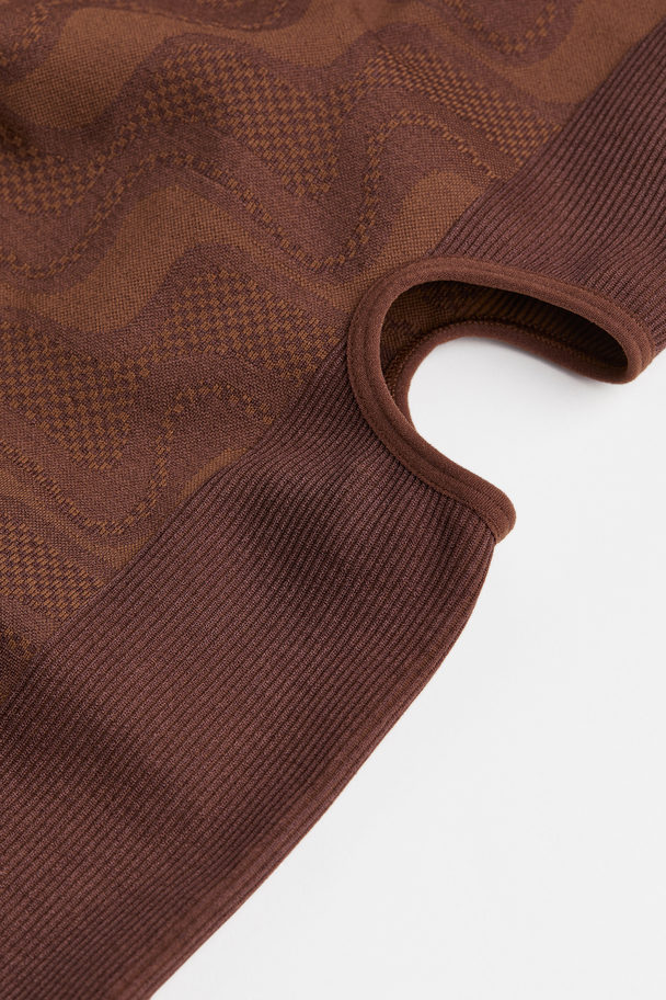 H&M Seamless Sports Unitard Dark Brown/patterned