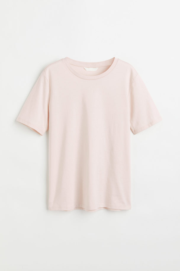 H&M T-Shirt aus Baumwolle Hellrosa