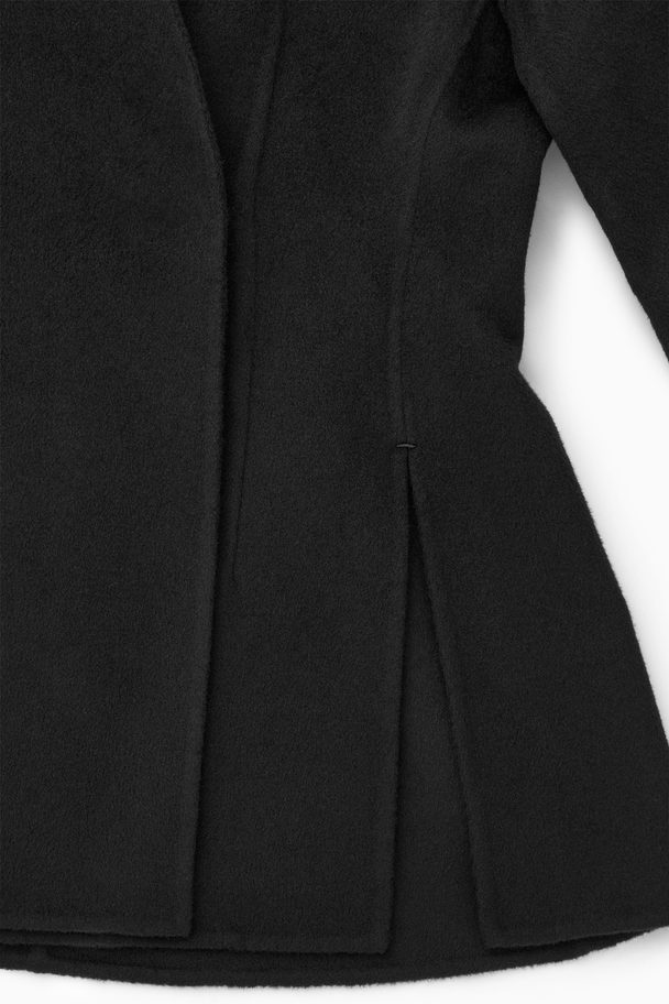 COS Collarless Double-faced Wool Blazer Black
