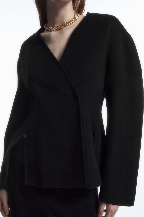 COS Collarless Double-faced Wool Blazer Black
