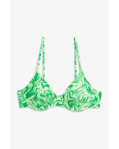 Bikini-BH mit Bügeln und grünen Wirbeln Grünes Wirbelmuster