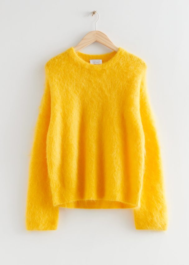 & Other Stories Fuzzy Knit Jumper Yellow