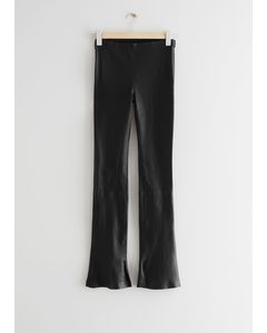 Fitted Leather Trousers Black