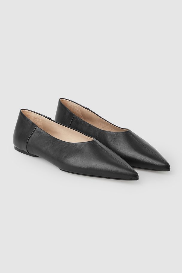 COS Pointed Leather Ballet Flats Black