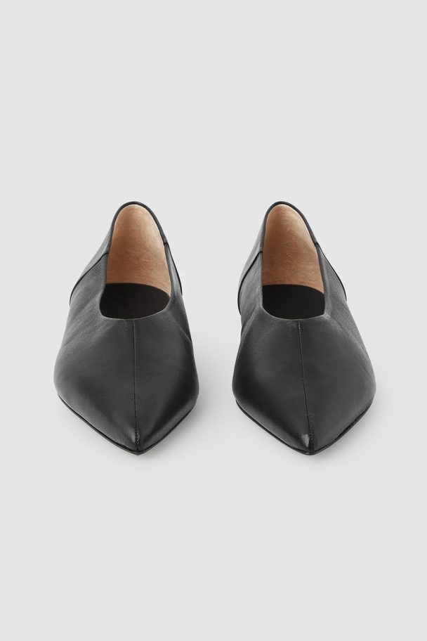 COS Pointed Leather Ballet Flats Black