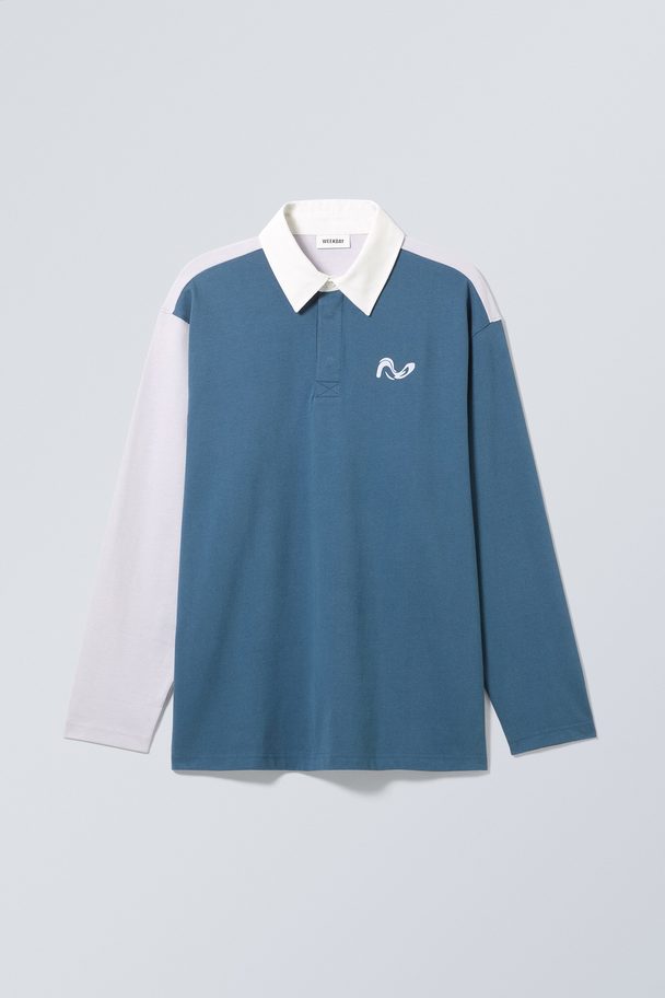 Weekday Caleb Rugby-poloshirt Blauwe Swirl