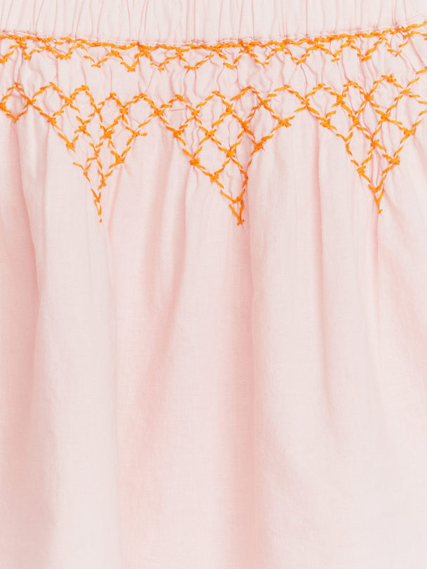 ARKET Embroidered Linen Skirt Pink