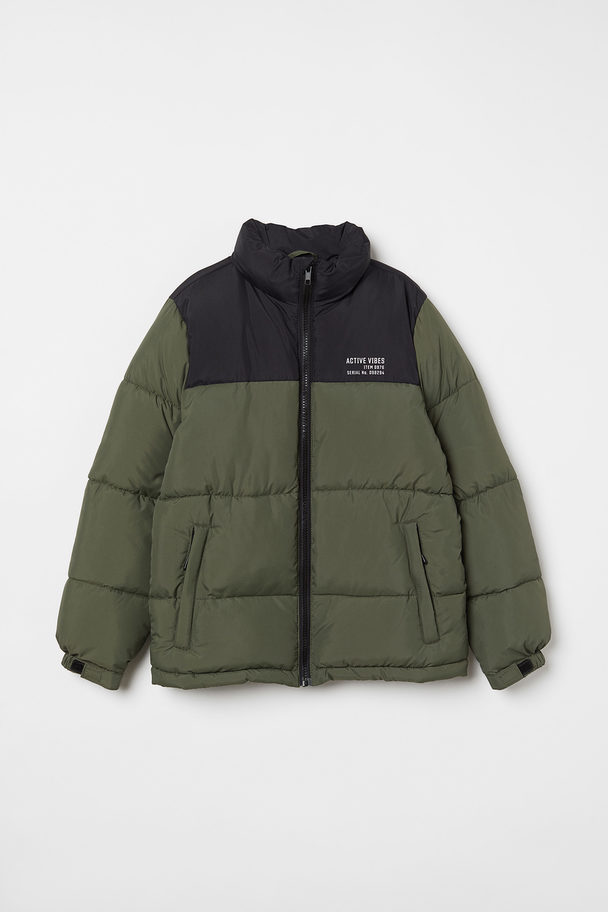 H&M Puffer Jacket Khakigrün