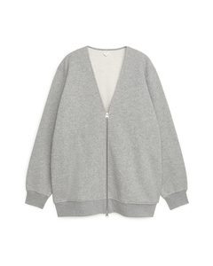 Sweatshirt Zip Cardigan Grey Melange