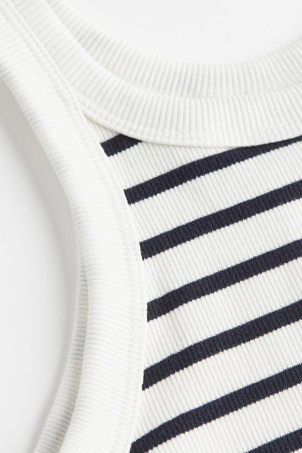 H&M Ribbed Dress White/striped