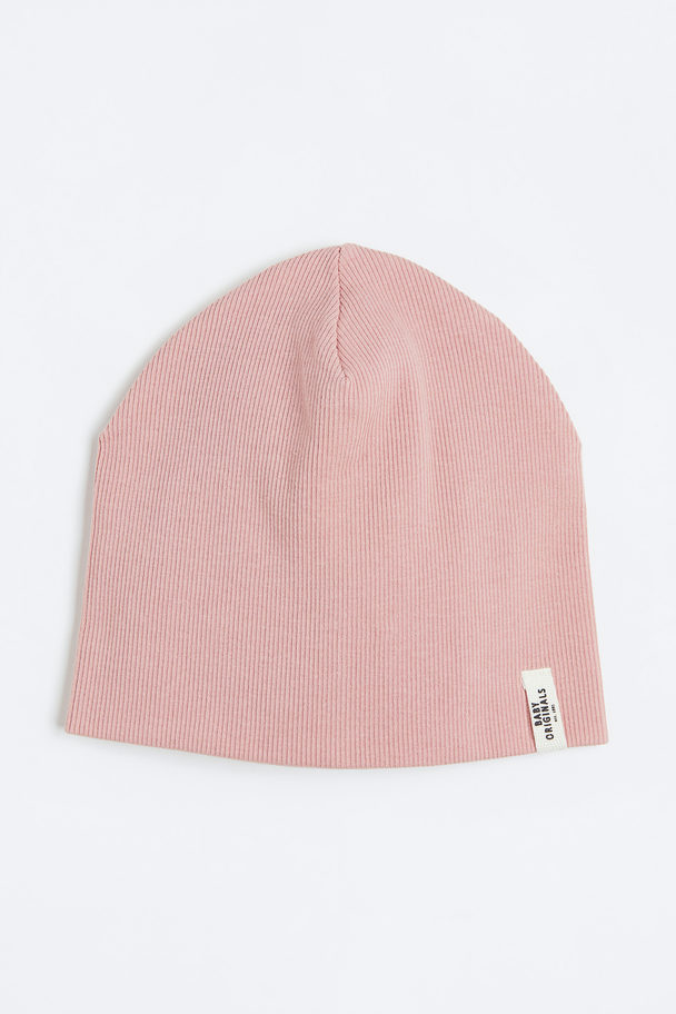 H&M Ribbed Jersey Hat Light Pink
