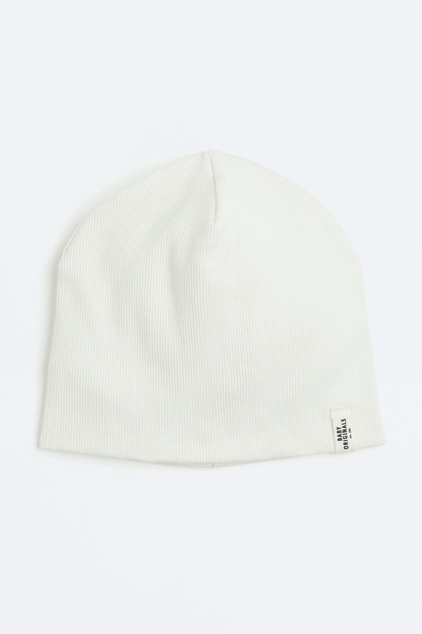 H&M Ribbed Jersey Hat White