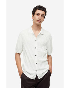 Jacquardgebreid Overhemd - Regular Fit Wit
