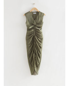 Slim-fit Ruched Dress Green