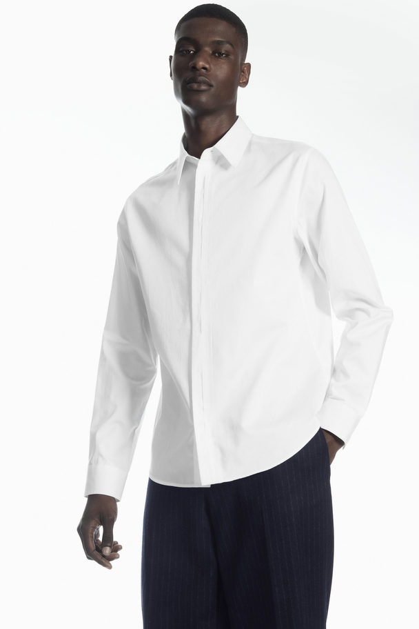 COS Pleated-placket Dress Shirt - Regular White