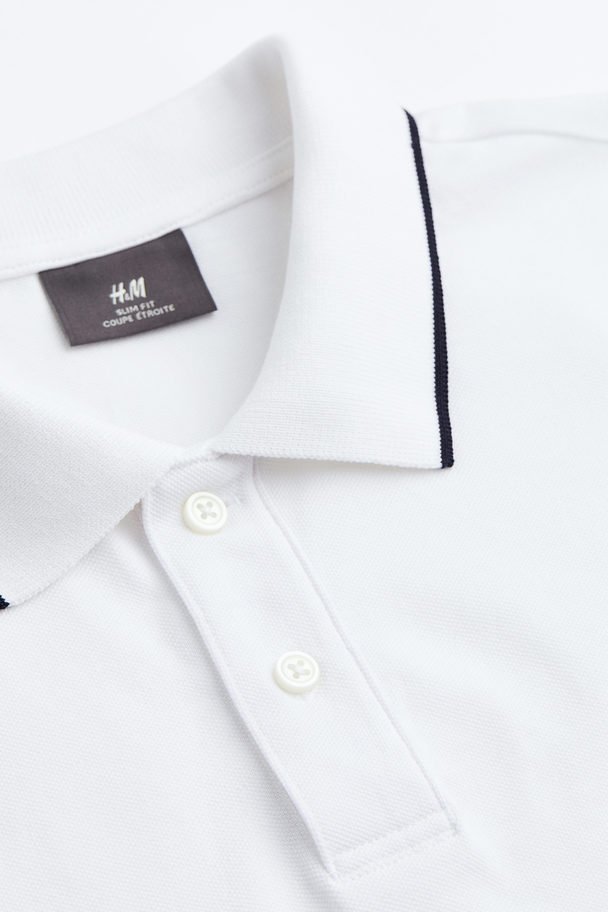 H&M Katoenen Poloshirt - Slim Fit Wit