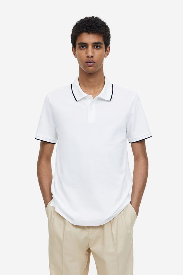 H&M Slim Fit Cotton Polo Shirt White